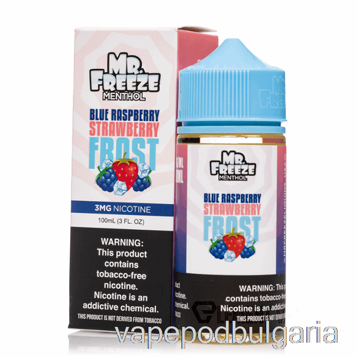 Vape Течности Blue Razz Strawberry Frost - Mr Freeze - 100ml 0mg